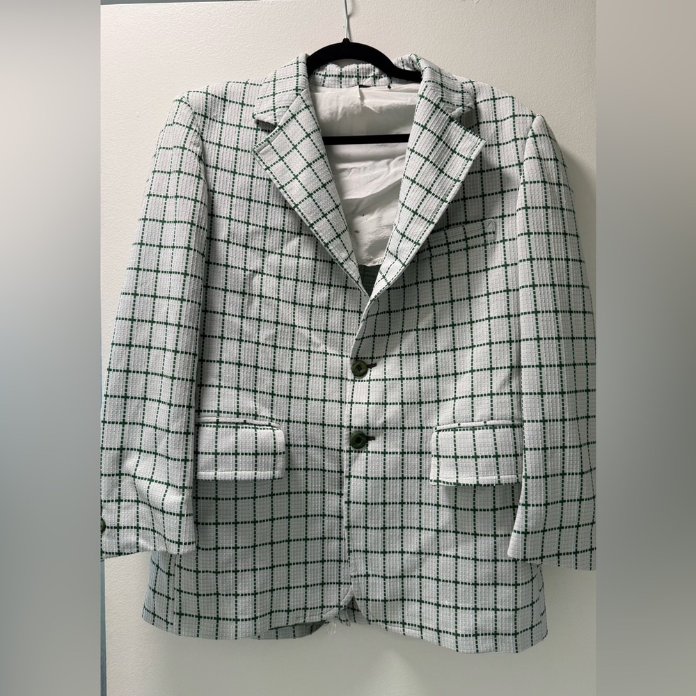 VINTAGE Green Checkered Men's Blazer